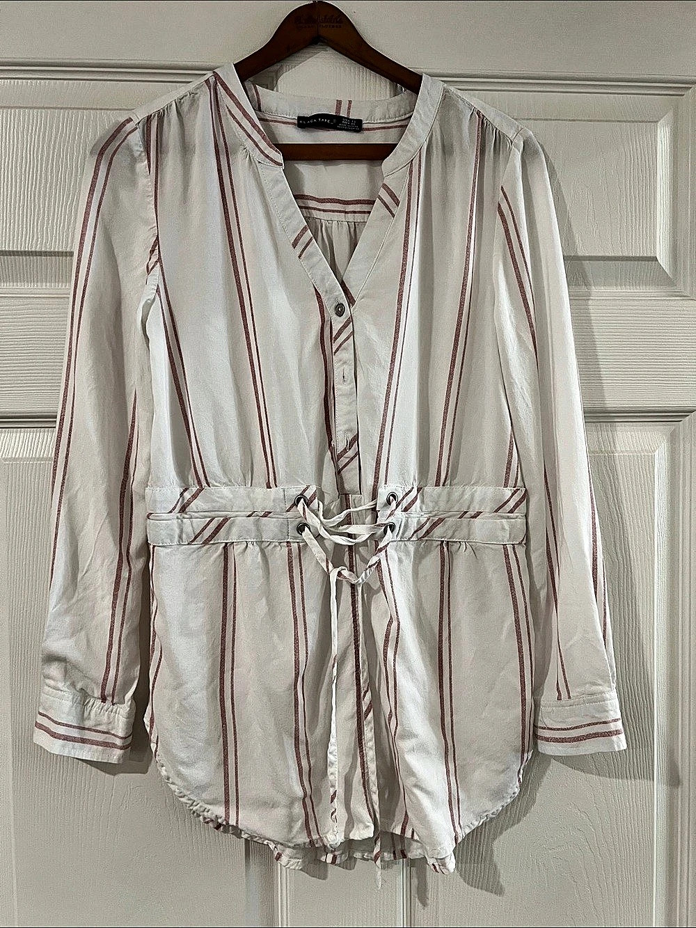 Black Tape Striped Rayon Tunic Size XS